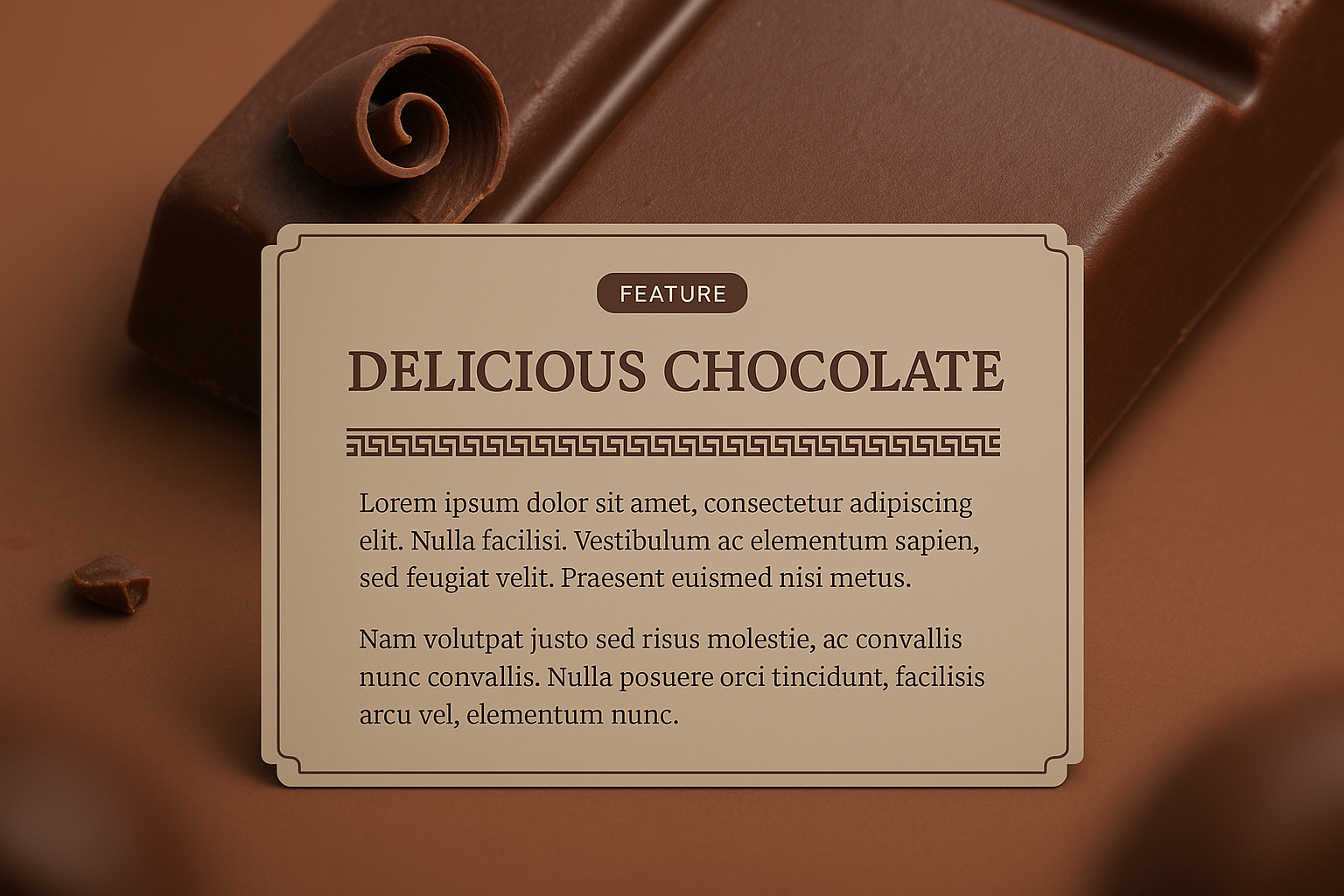 Close-Up of Delicious Chocolate with Feature Label