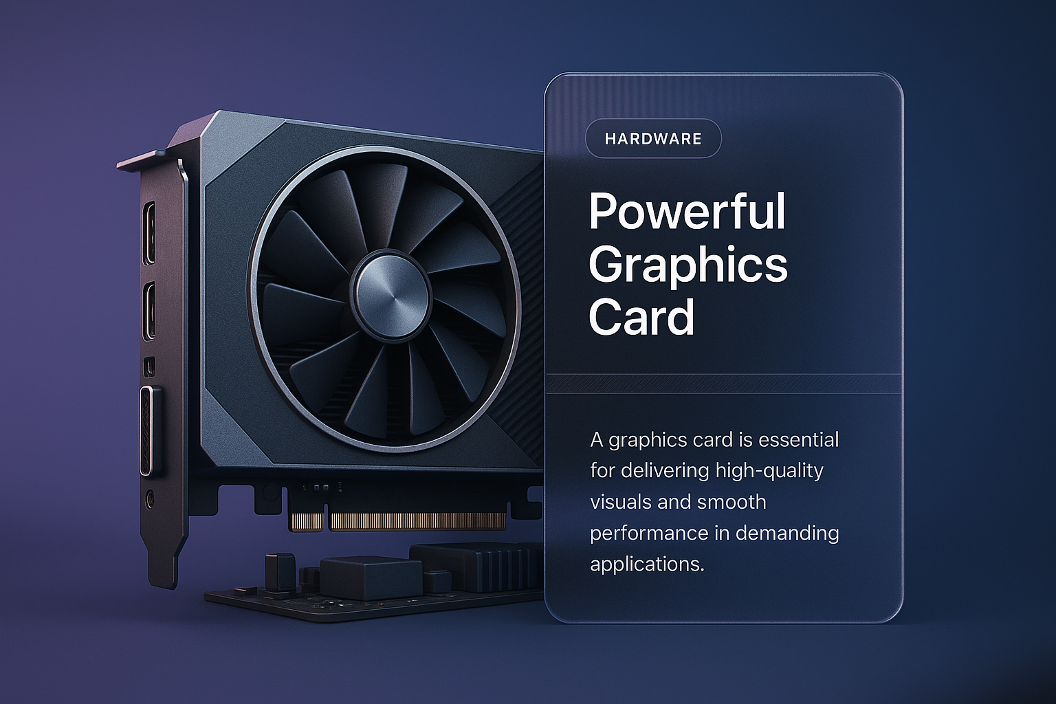 3D Graphics Card Illustration with Informative Panels
