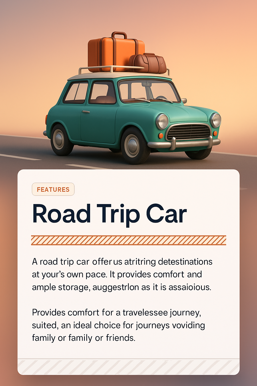 Charming Road Trip Car with Luggage Illustration