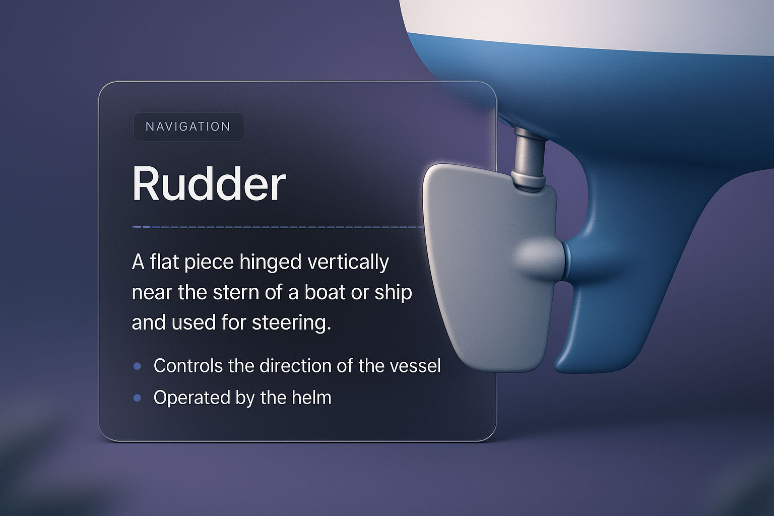 3D Illustration of a Boat Rudder with Integrated Design Elements