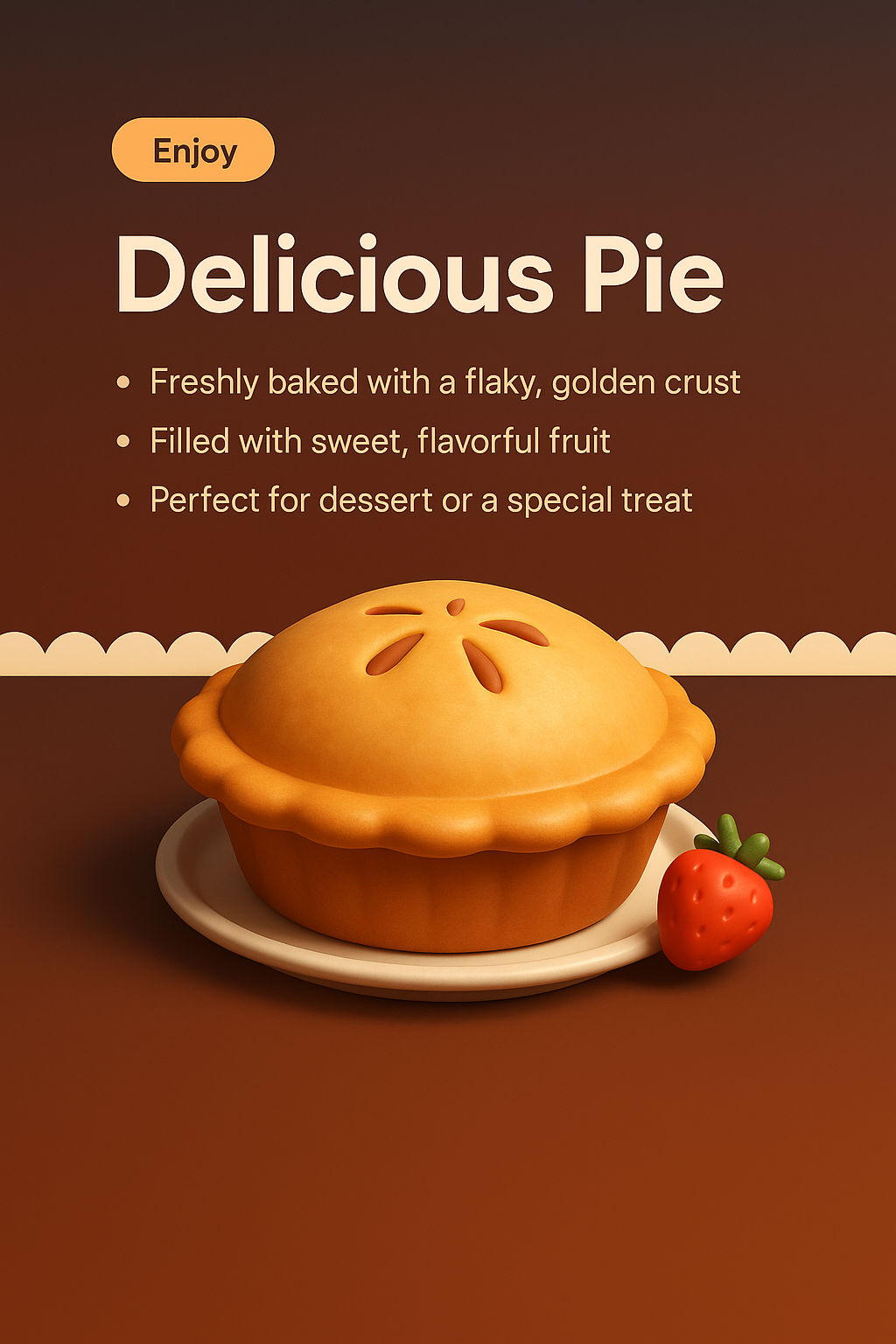 Delicious 3D Pie Illustration for Landing Page Design