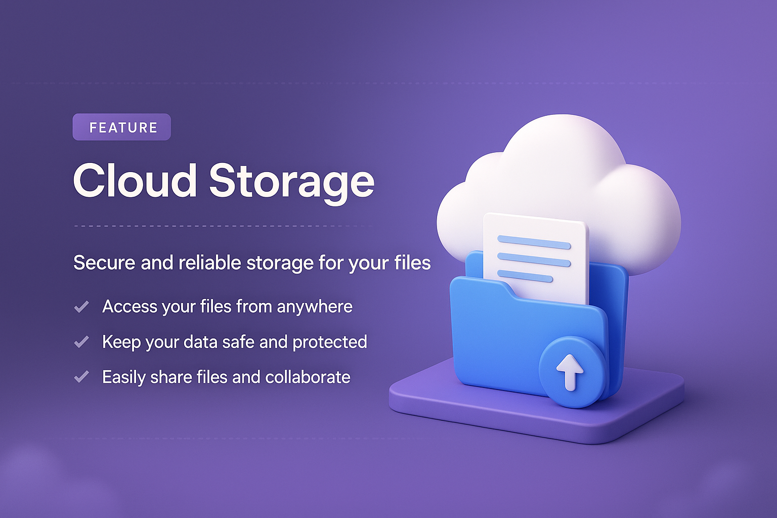 Modern Cloud Storage Landing Page Design with 3D Elements