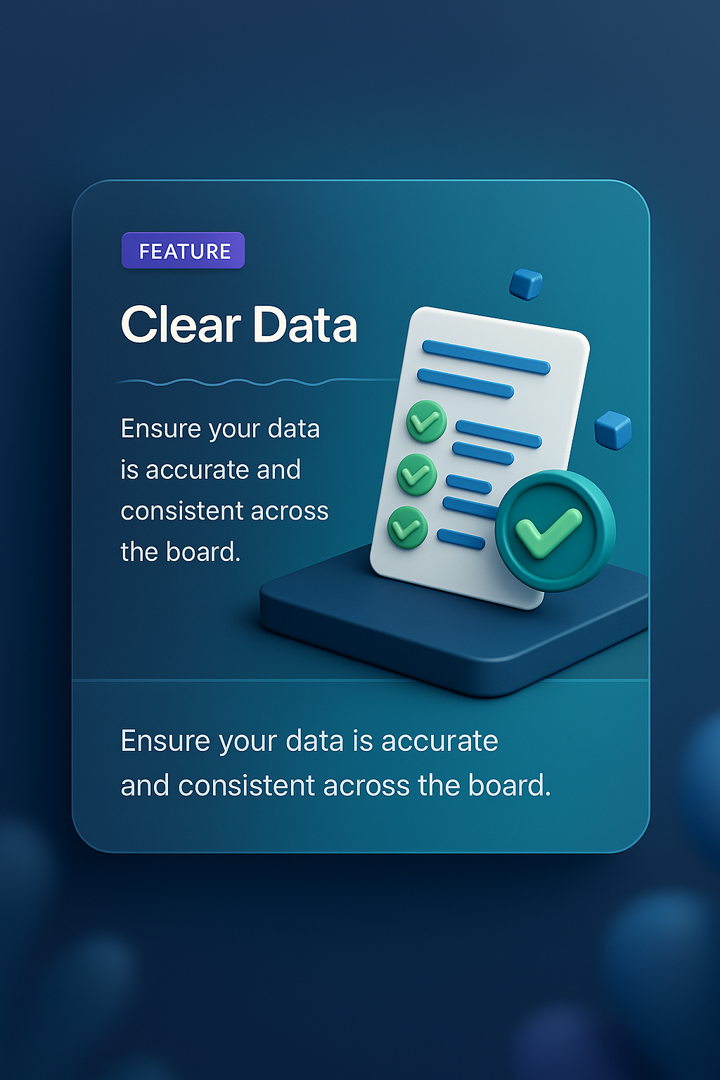 3D Web Design Feature Block with Clear Data Concept