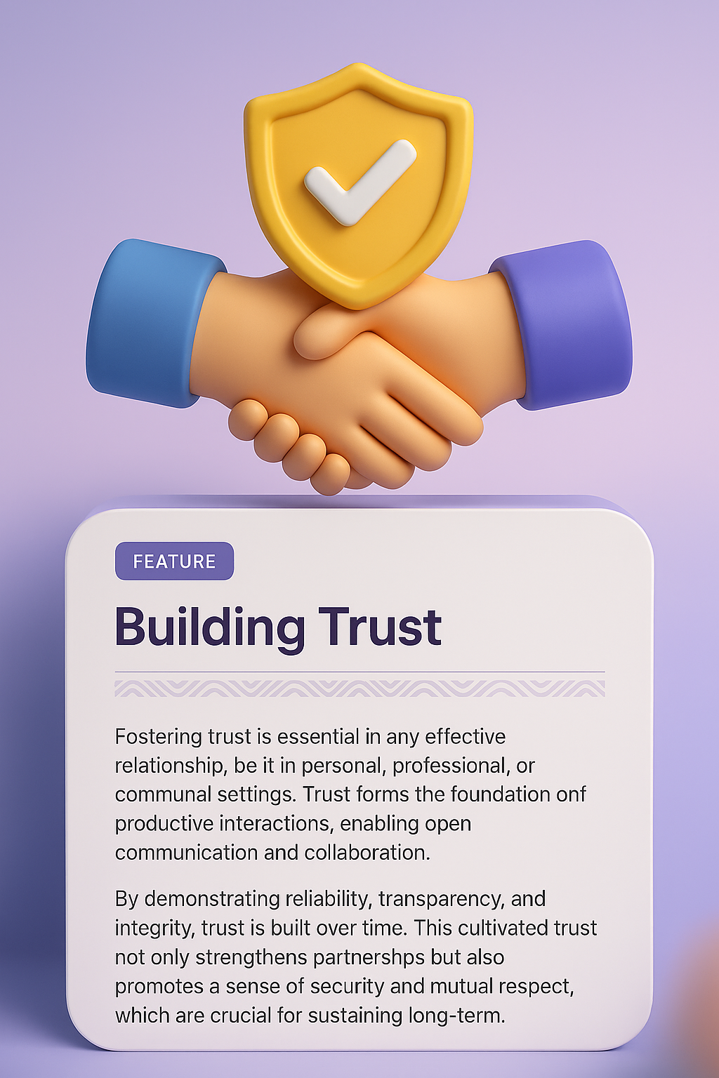 3D Illustration of Trust Featuring Handshake and Shield
