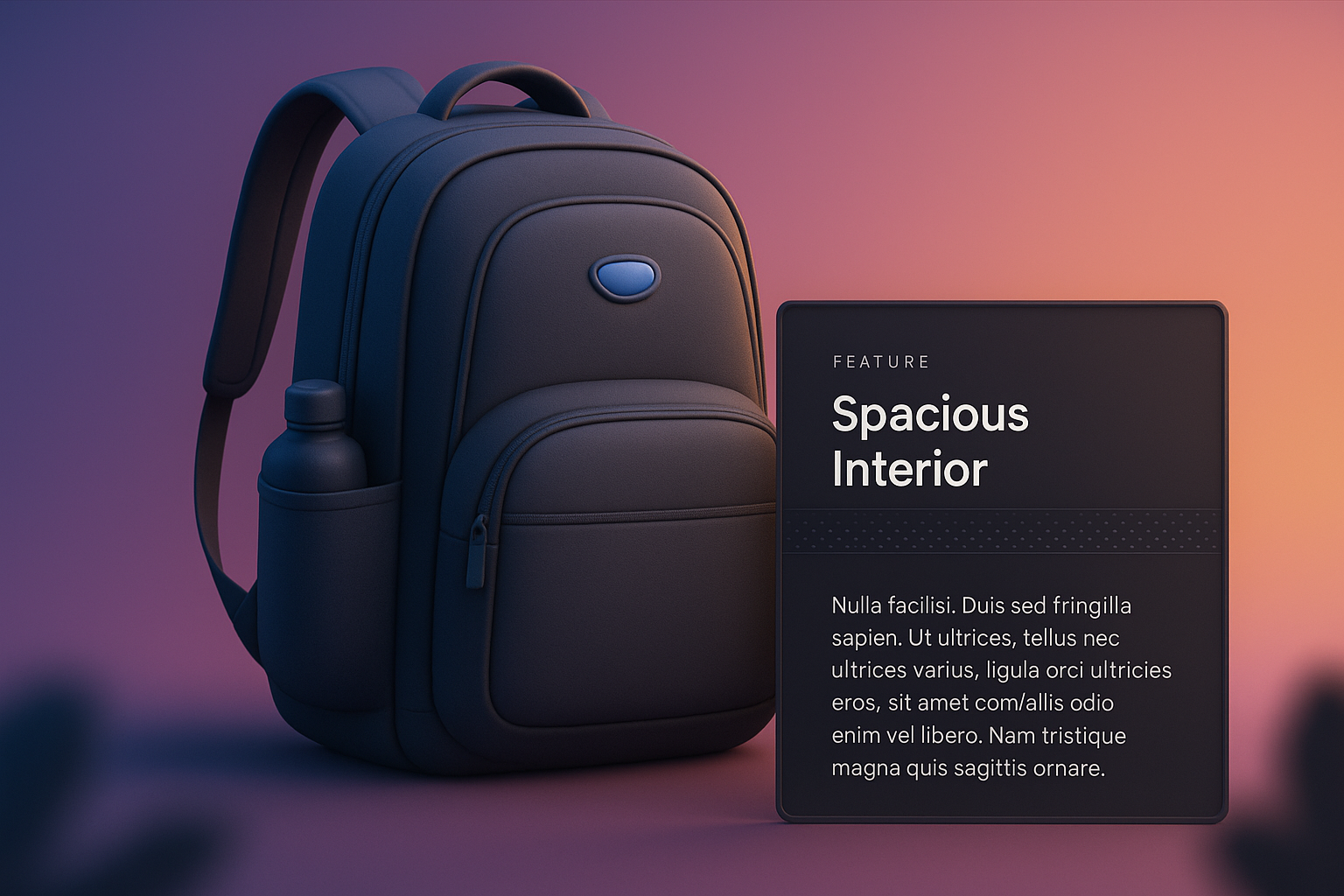 3D Web Design with Backpack Feature Highlight