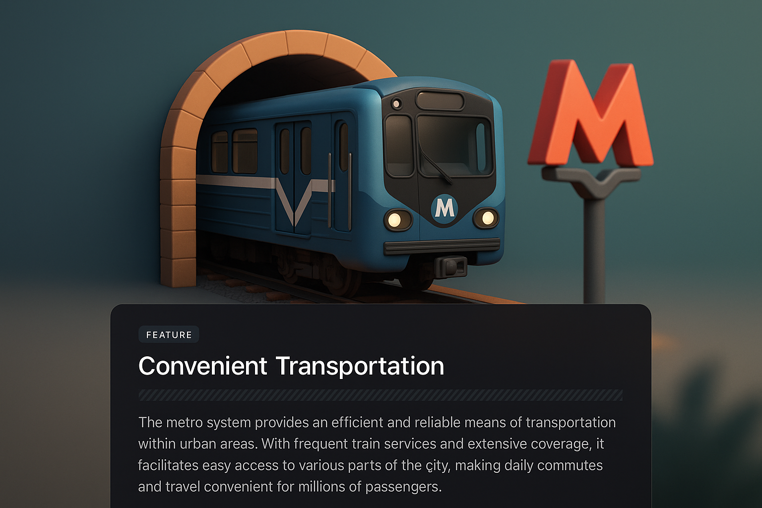 3D Metro Illustration with Feature Description Block