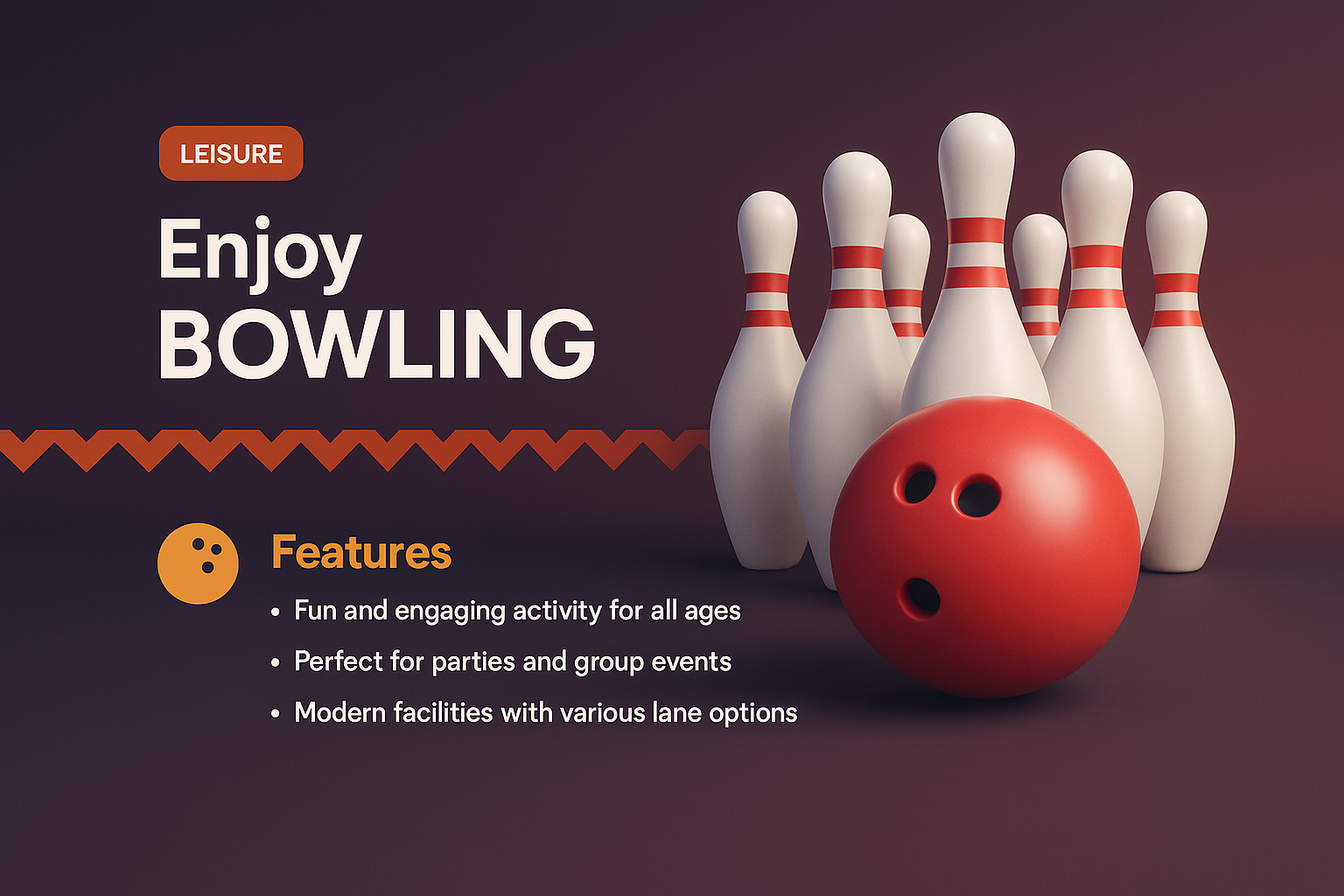 Engaging Bowling Landing Page Design with 3D Elements