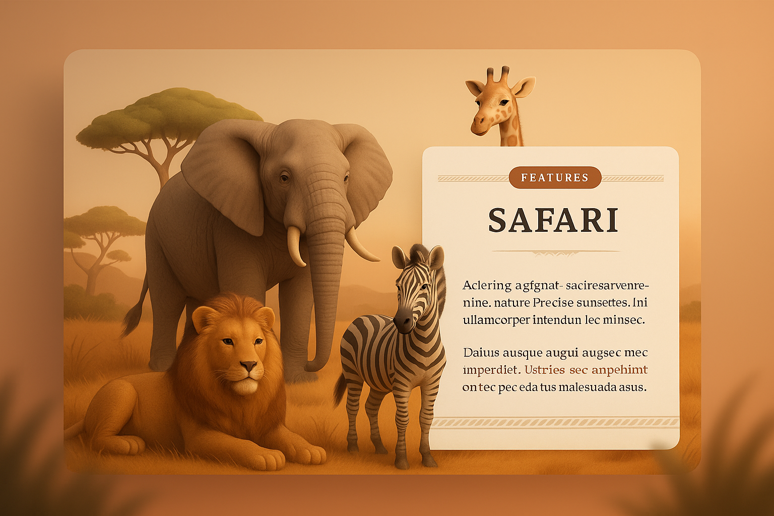 3D Safari Illustration Featuring African Animals