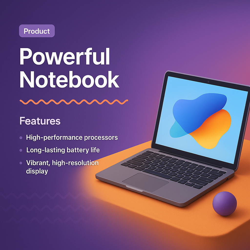 Landing Page Design Featuring a 3D Illustration of a Notebook