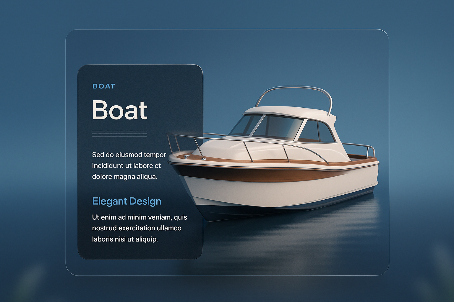 Stylish 3D Illustration of a Boat with Integrated Design Elements
