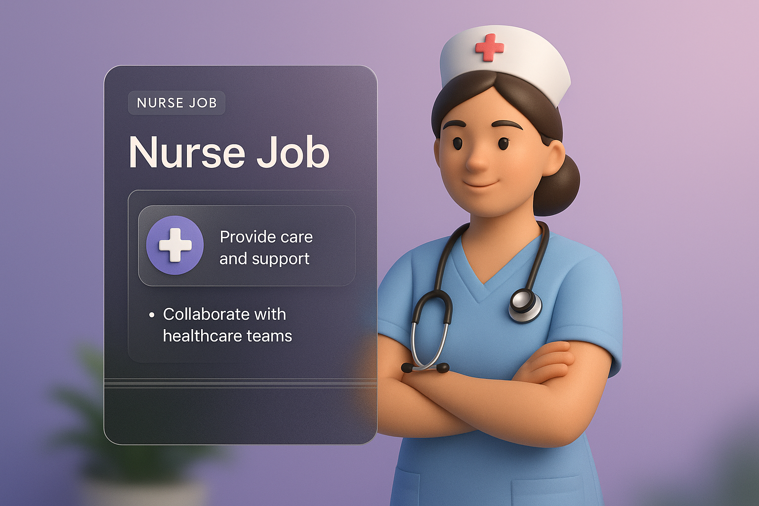 3D Nurse Job Illustration with Information Blocks
