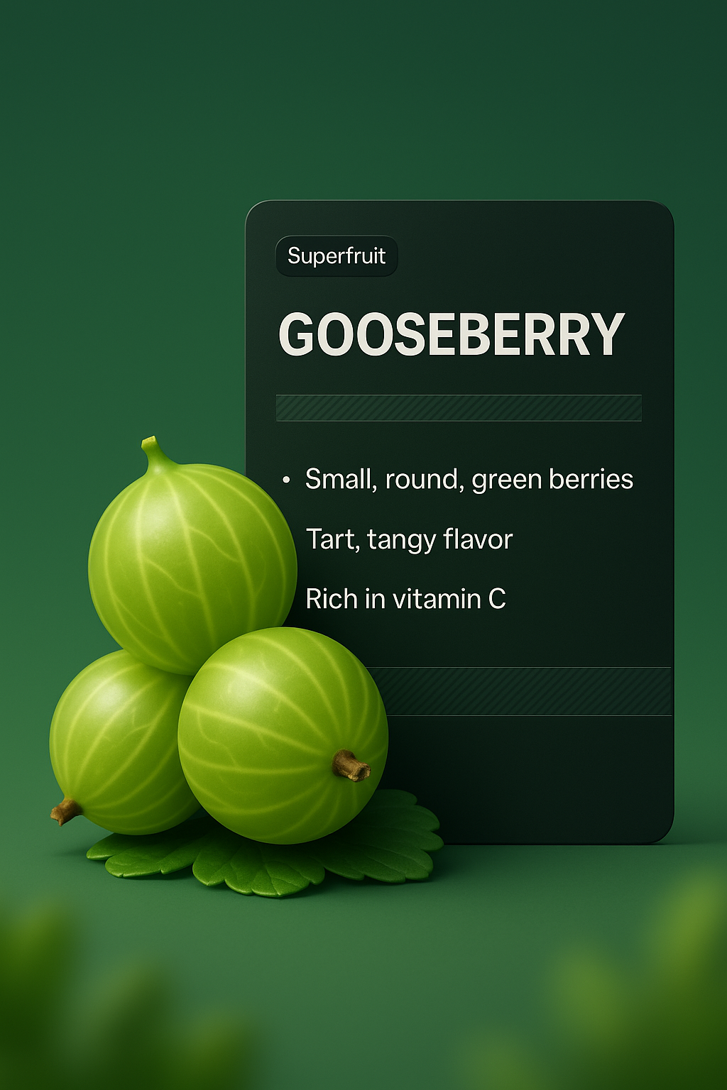 3D Illustration of Gooseberry with Informative Overlay