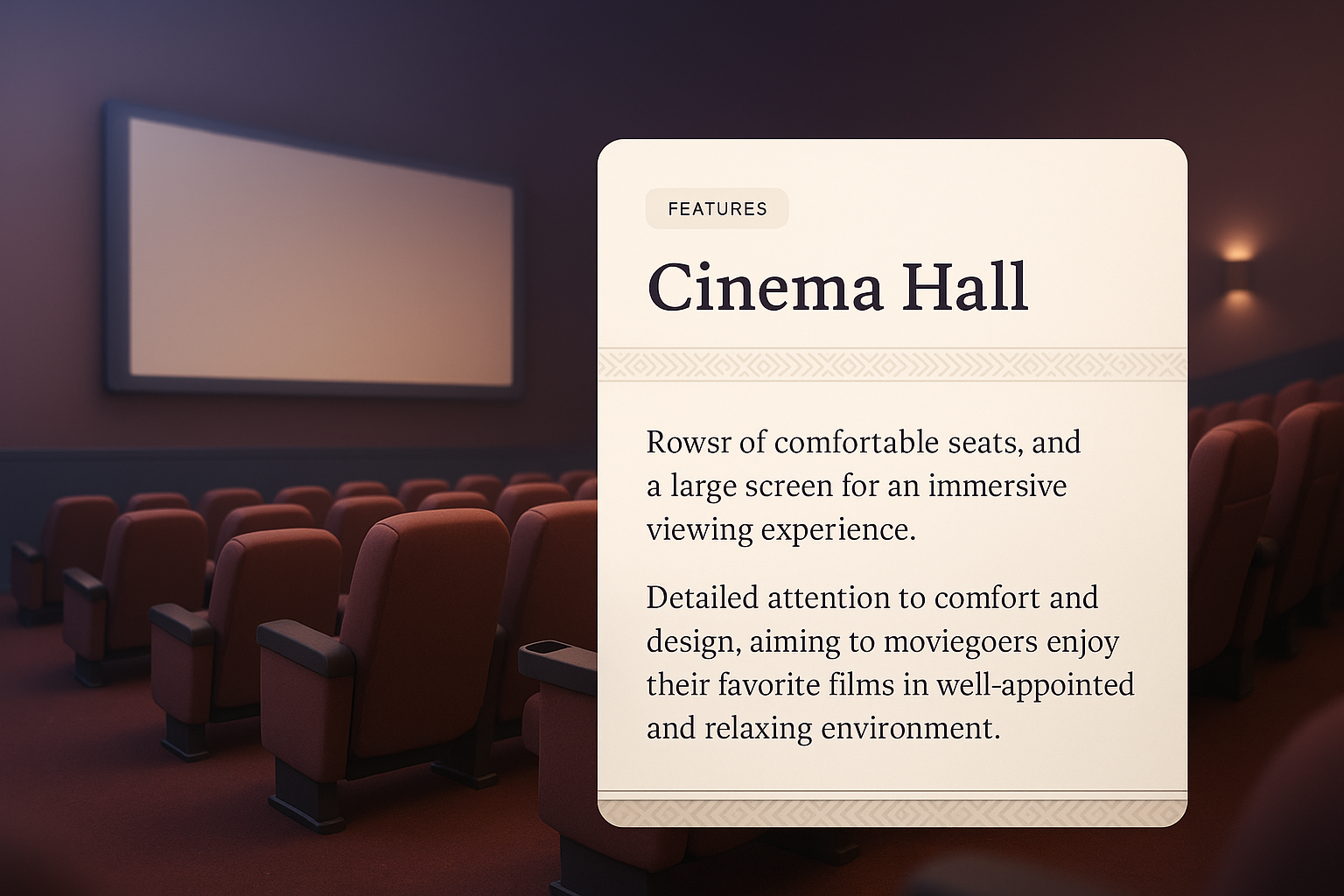 3D Cinema Hall Illustration with Feature Block