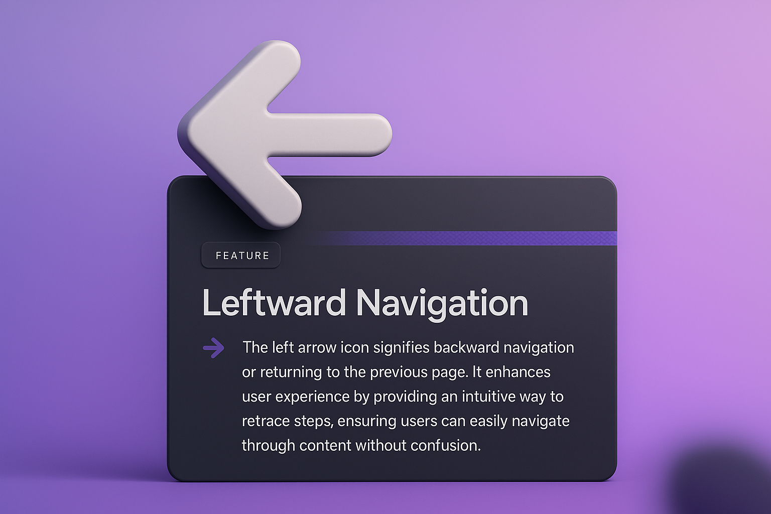 3D Left Arrow Icon with Navigation Feature Design