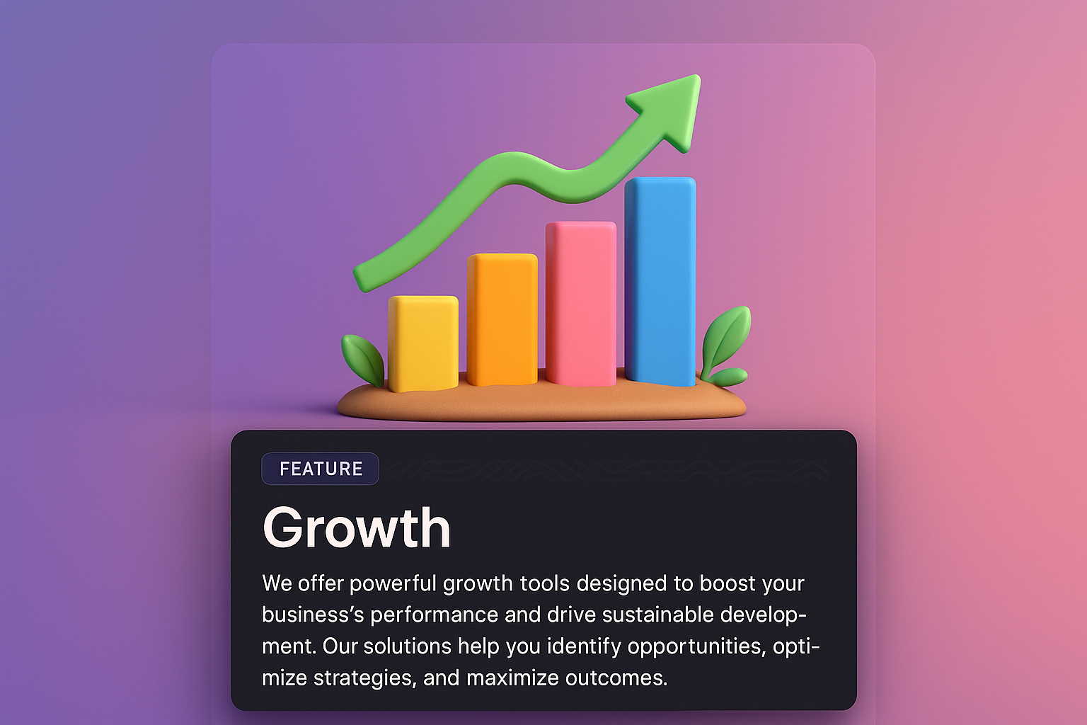 3D Web Design Concept Featuring Growth Metrics