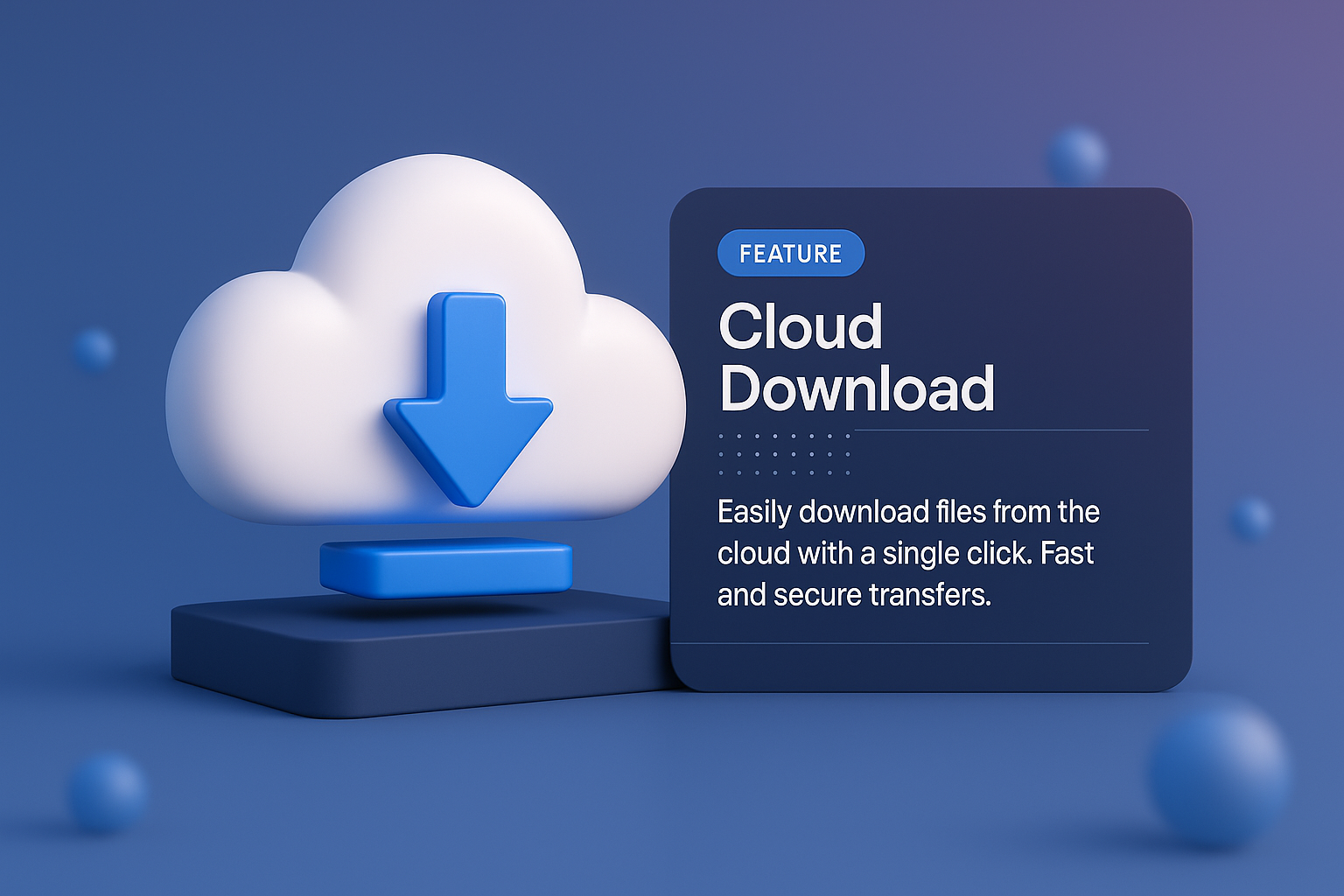 3D Illustration of Cloud Download Feature for Web Page