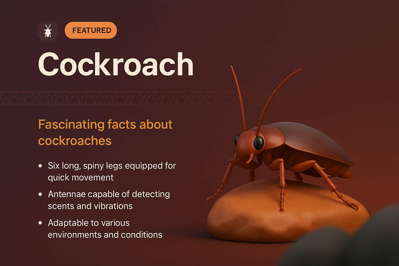 3D Illustration of a Cockroach with Fascinating Features