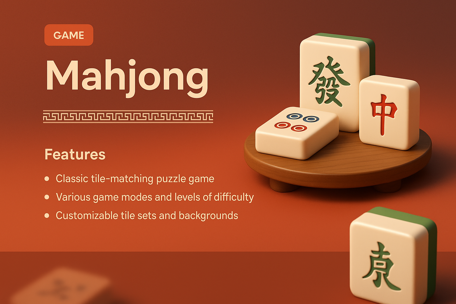 Stylish Mahjong Landing Page Design with 3D Elements
