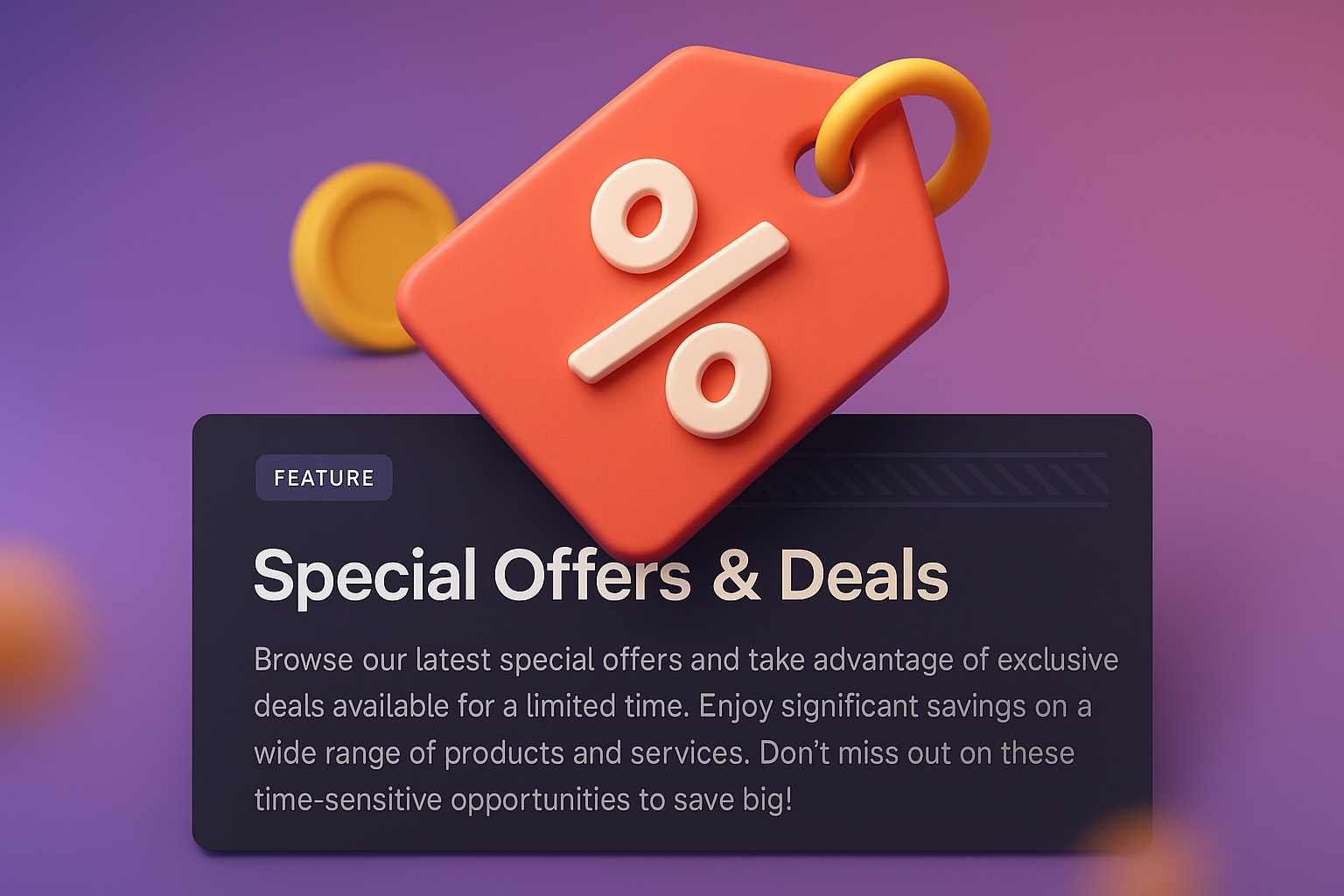 3D Illustration of Discount Tag with Offers and Deals