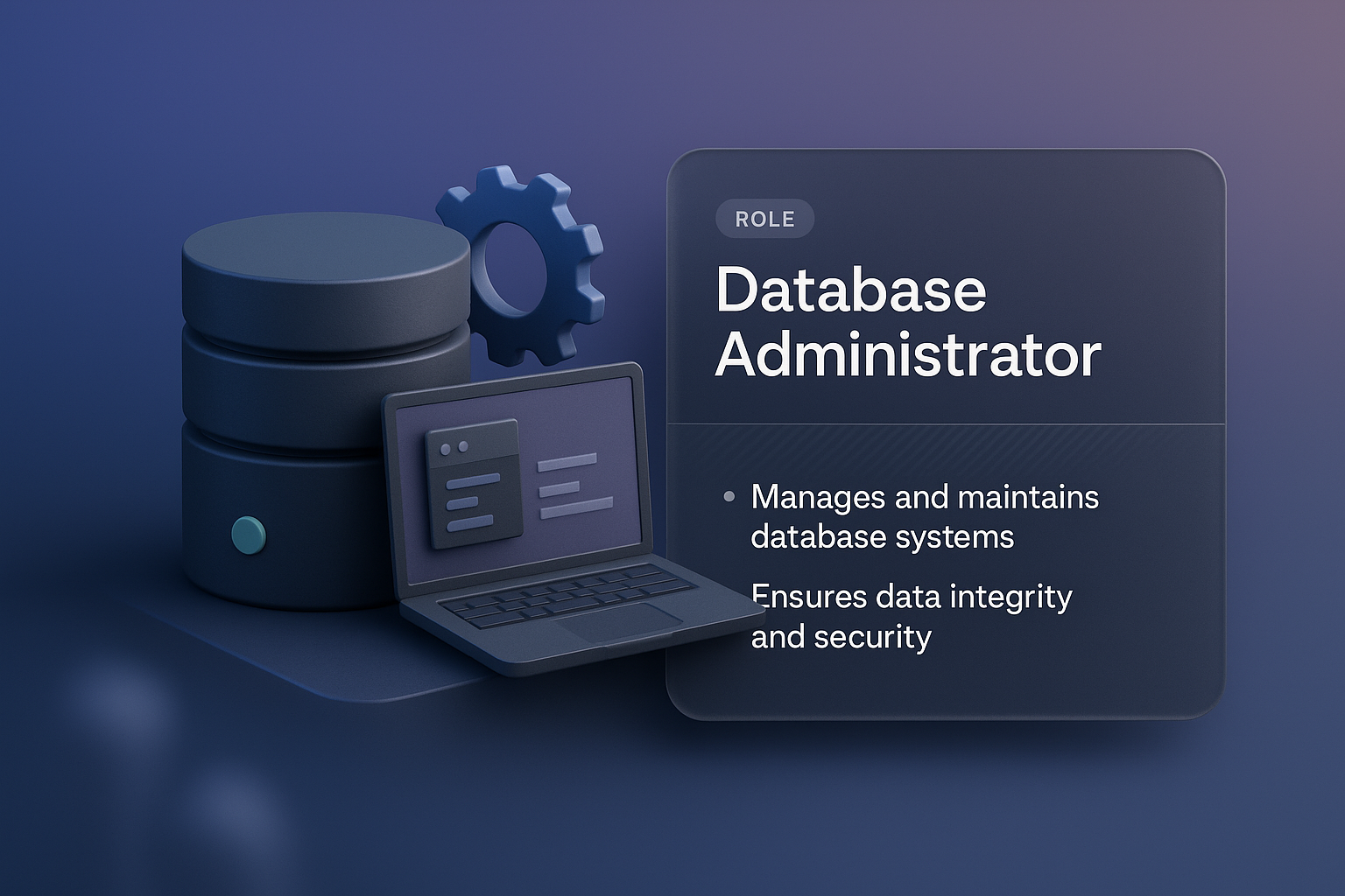 3D Illustration of Database Administrator Role with Visual Elements