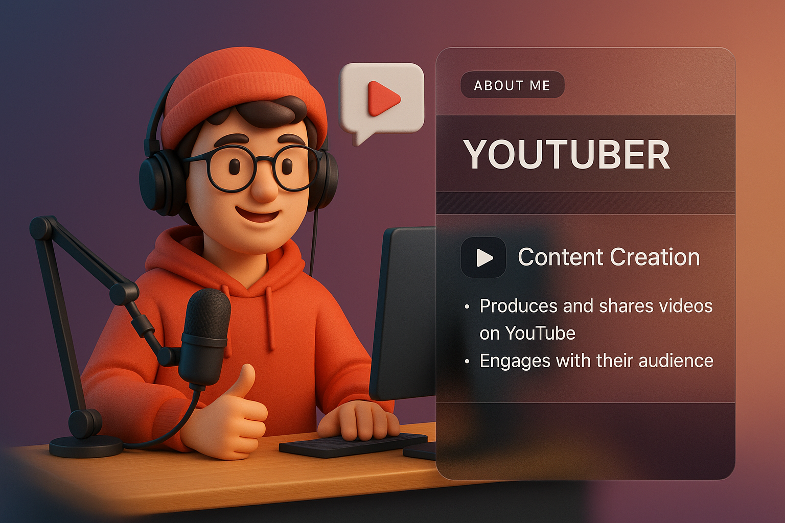 3D YouTuber Web Page Design with Interactive Elements