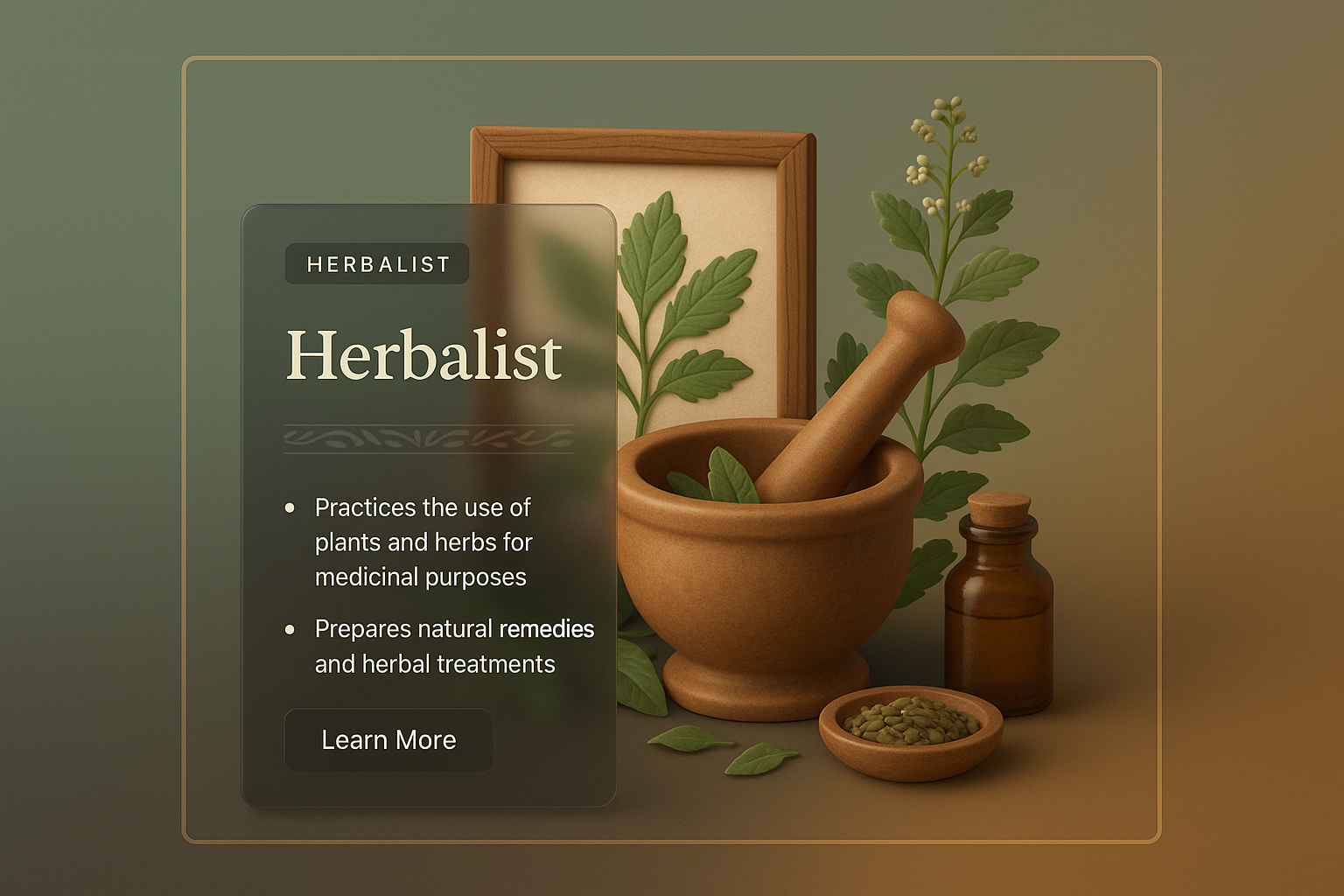 3D Illustration of Herbalist in Natural Environment