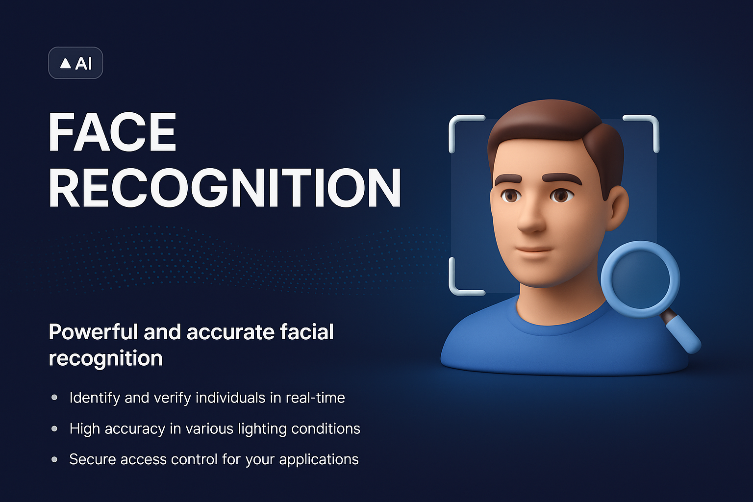Face Recognition Landing Page Design with 3D Illustration