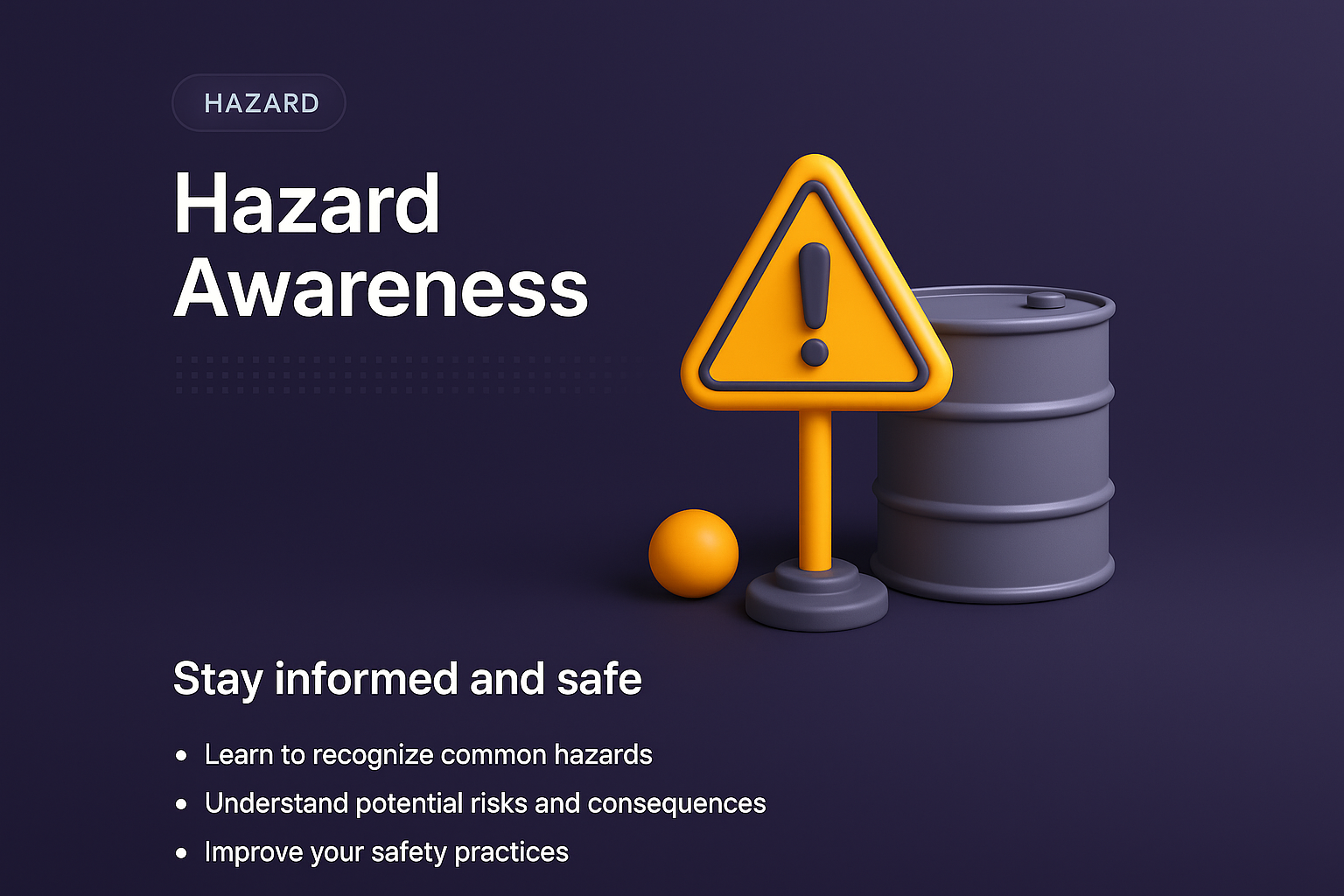3D Illustration of Hazard Awareness with Safety Elements
