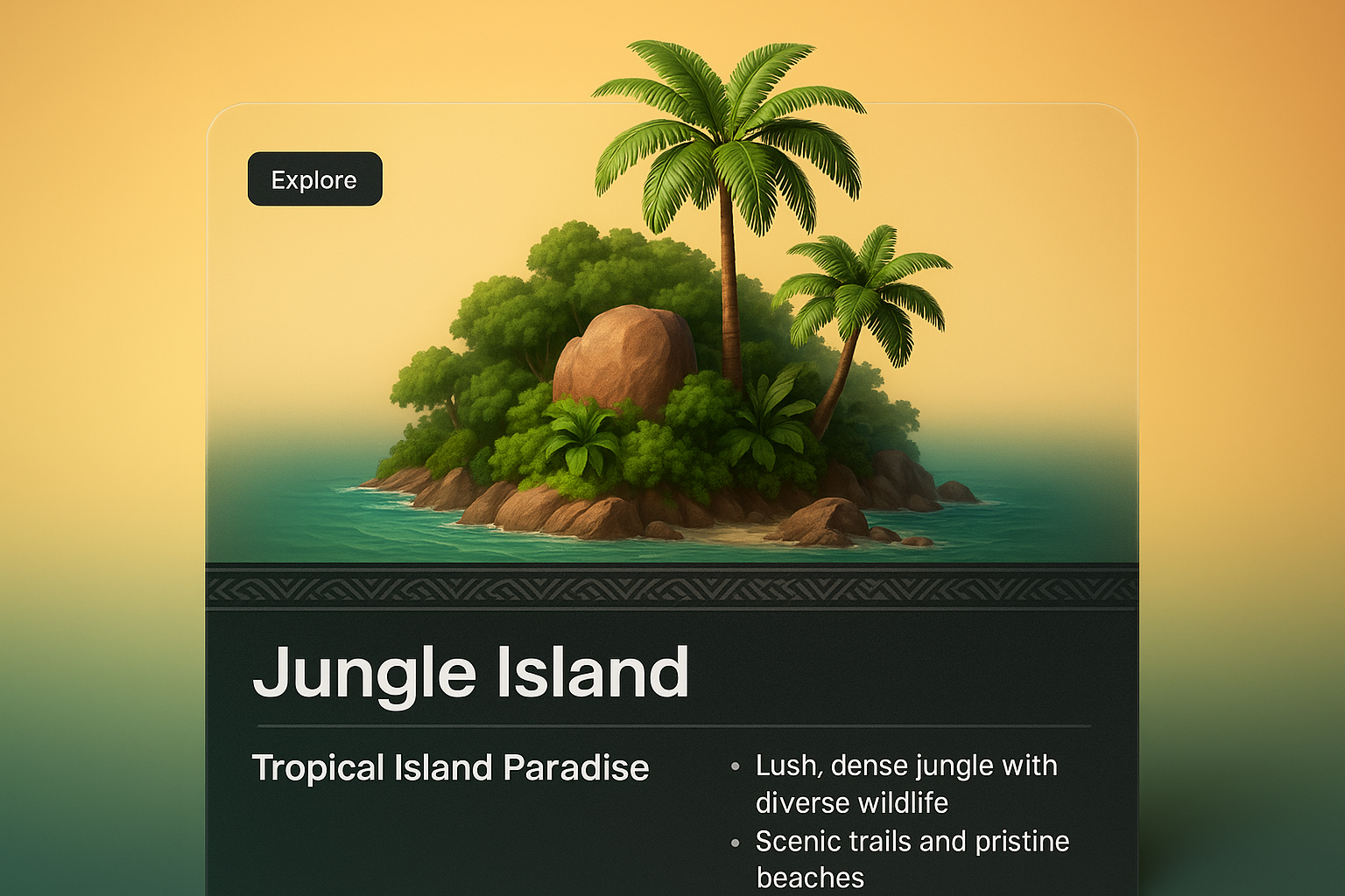 Tropical Jungle Island Web Design Concept with 3D Elements