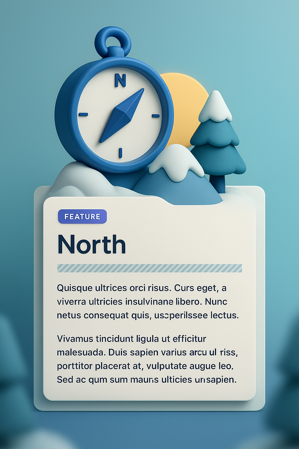 3D Illustration of Web Design Featuring North and Landscape Elements