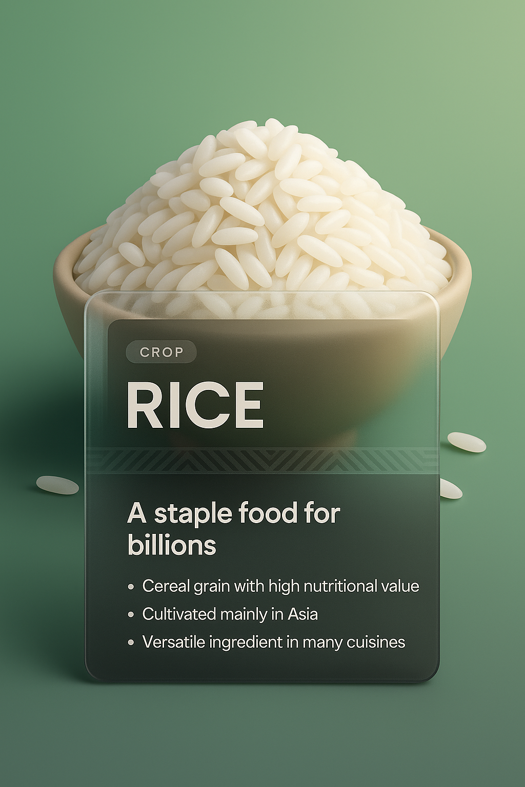 3D Illustration of Rice with Informative Overlay Design