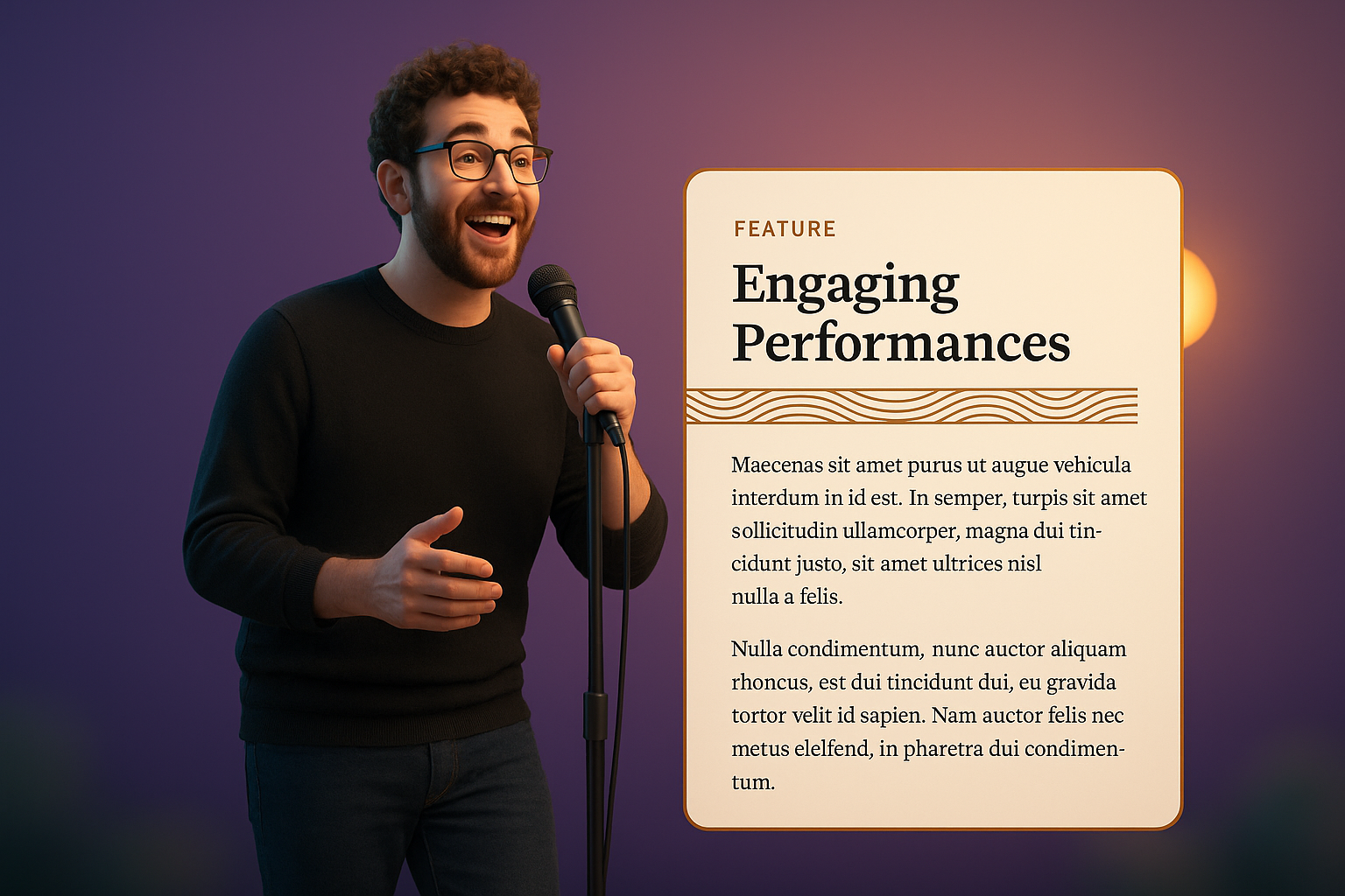 Stand-Up Comedian Performing on Stage with Engaging Visuals