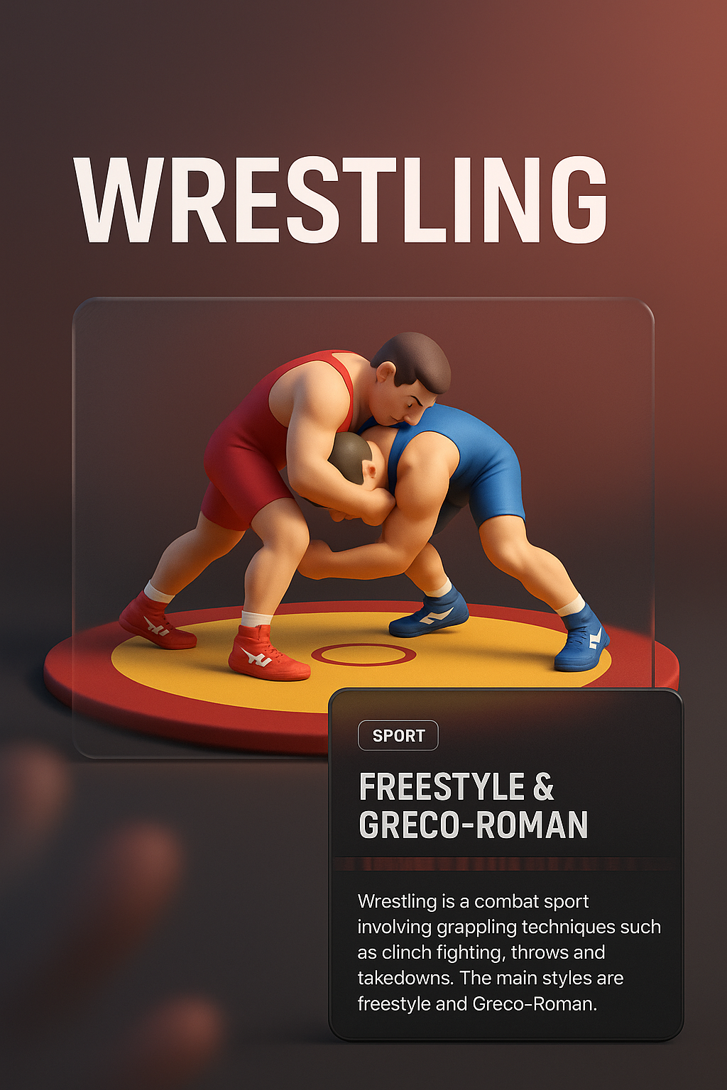 3D Wrestling Illustration with Transparent Elements