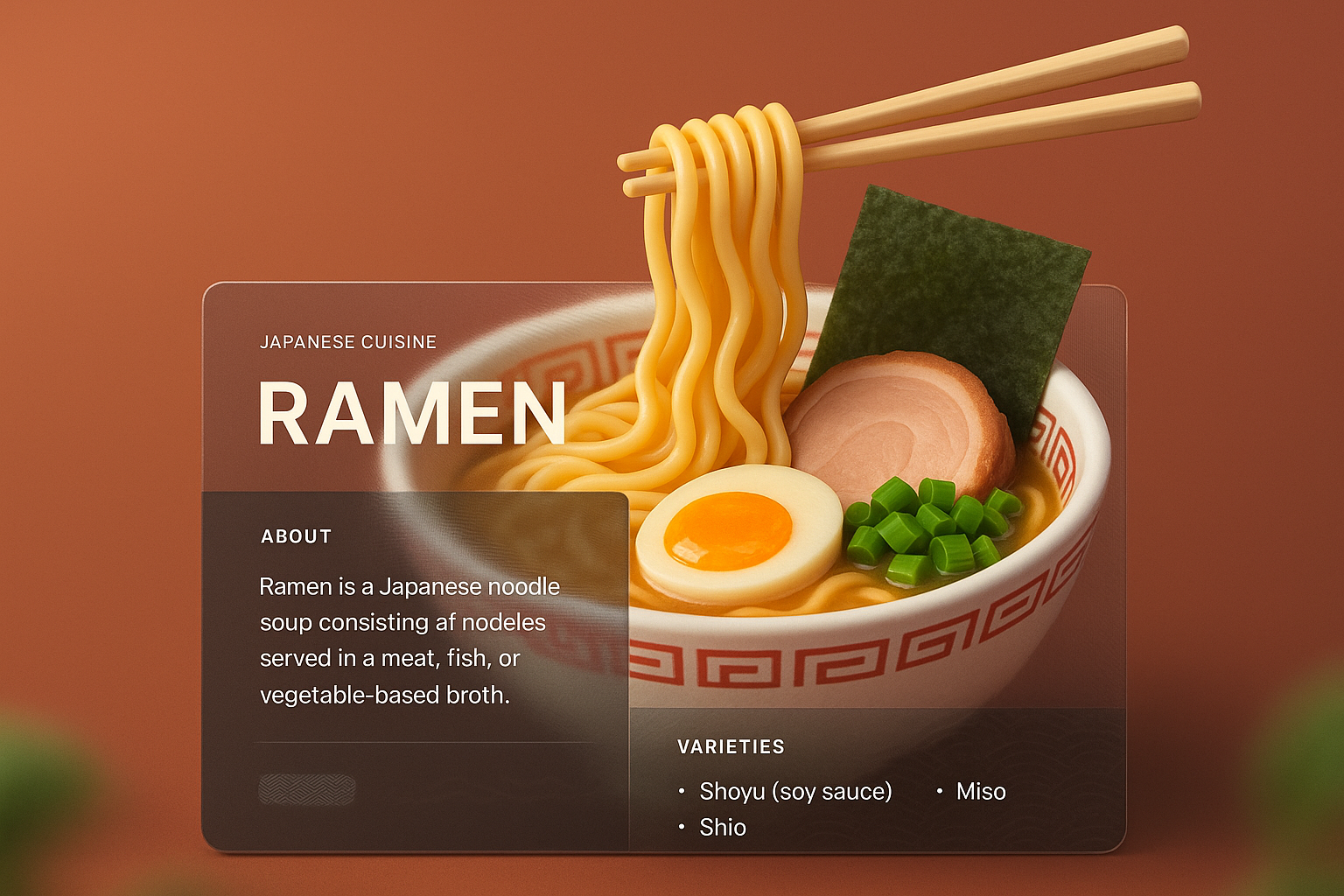 3D Ramen Illustration with Informative Overlay