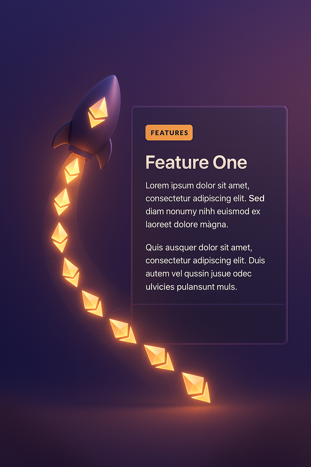 Glowing Ethereum Rocket Trail Illustration