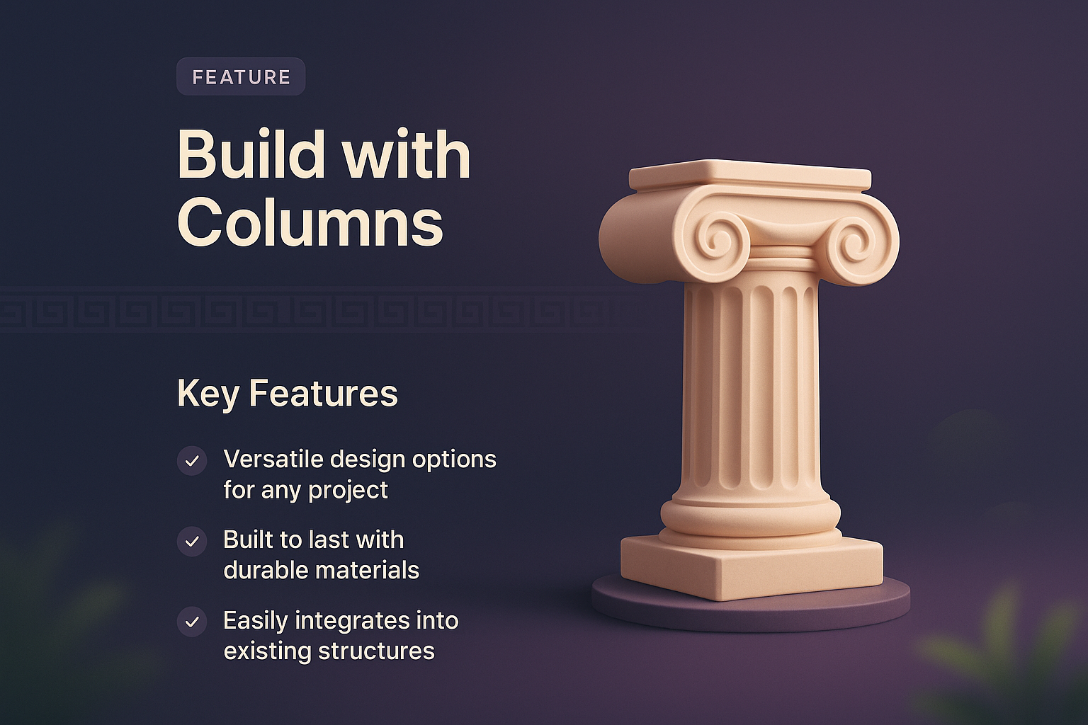 Stylish Landing Page Design Featuring 3D Column Illustration