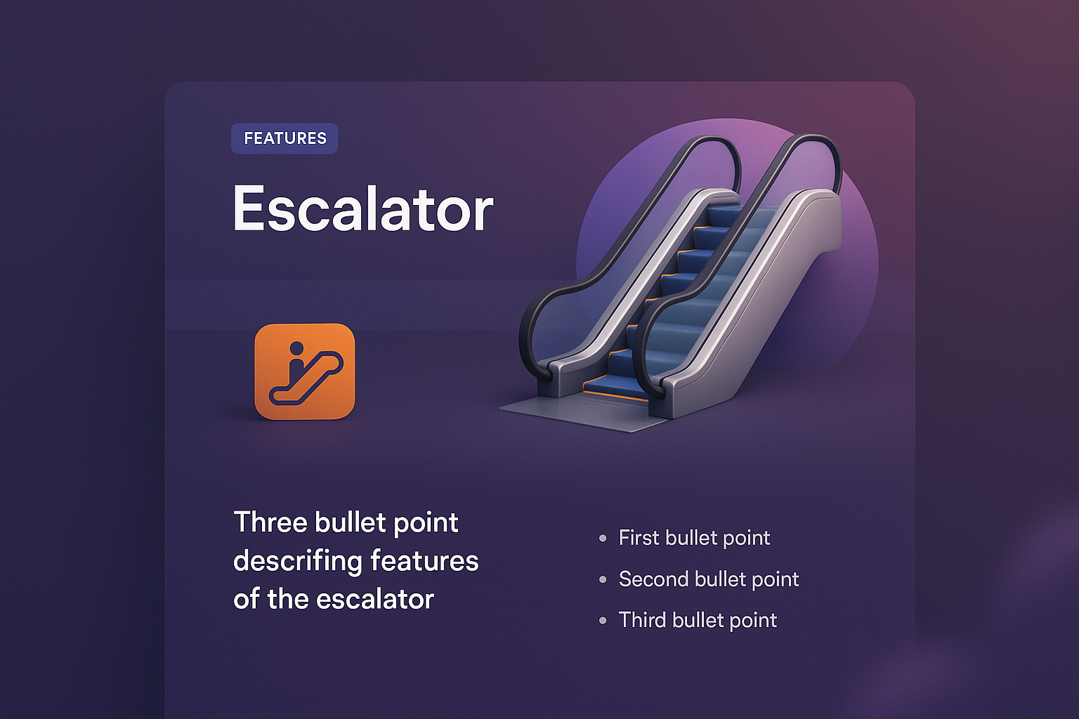 3D Illustration of an Escalator with Feature Highlights