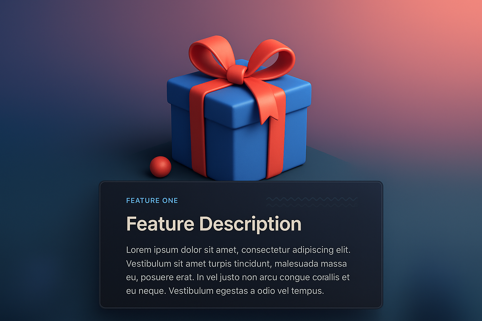 3D Web Design Gift Box Illustration with Feature Description