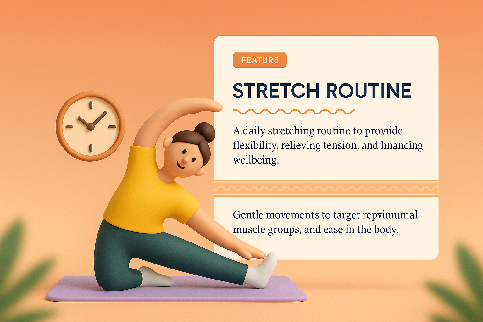 3D Stretching Illustration for Wellness Routine