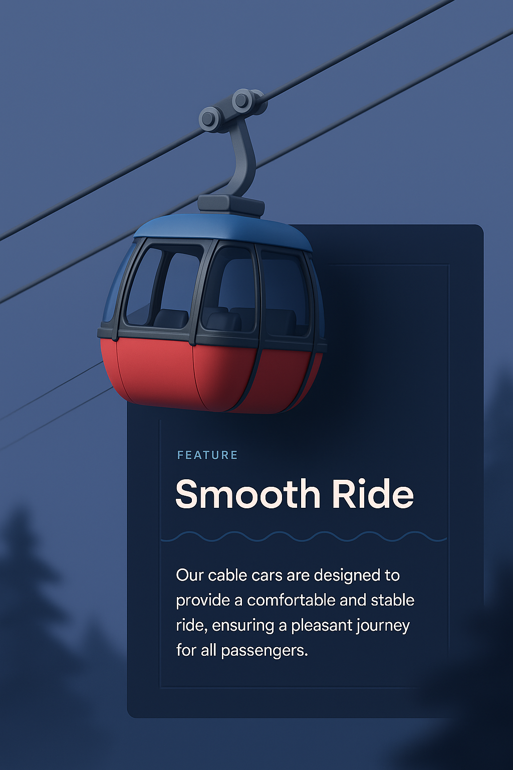 3D Cable Car Illustration with Feature Description