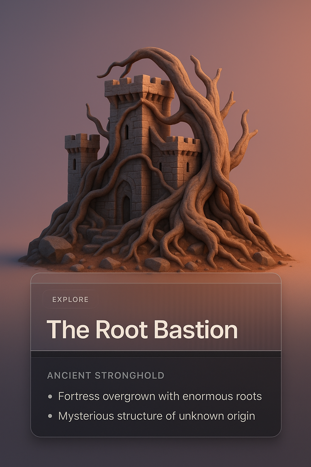The Root Bastion: A 3D Illustration of Nature and Architecture
