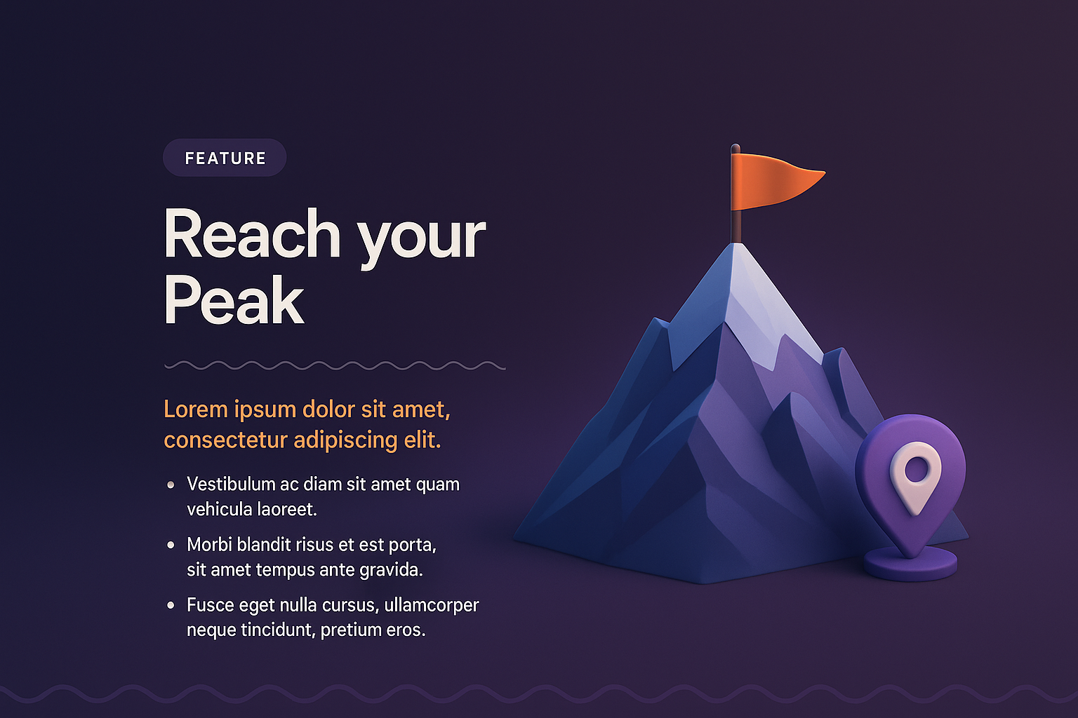 3D Illustration of a Mountain Peak with Features Highlighted