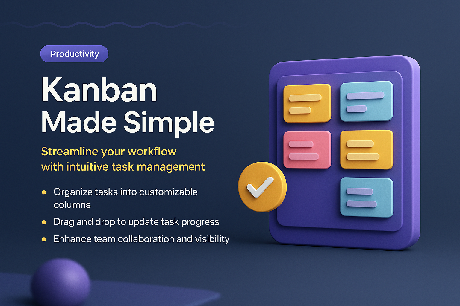 3D Kanban Landing Page Design with Features Overview