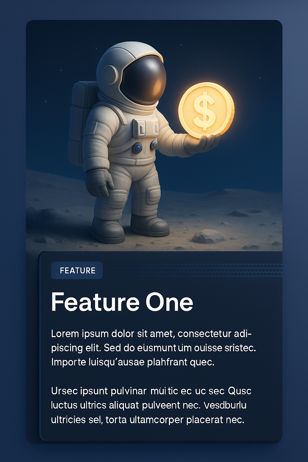 Astronaut Holding Glowing Coin on the Moon