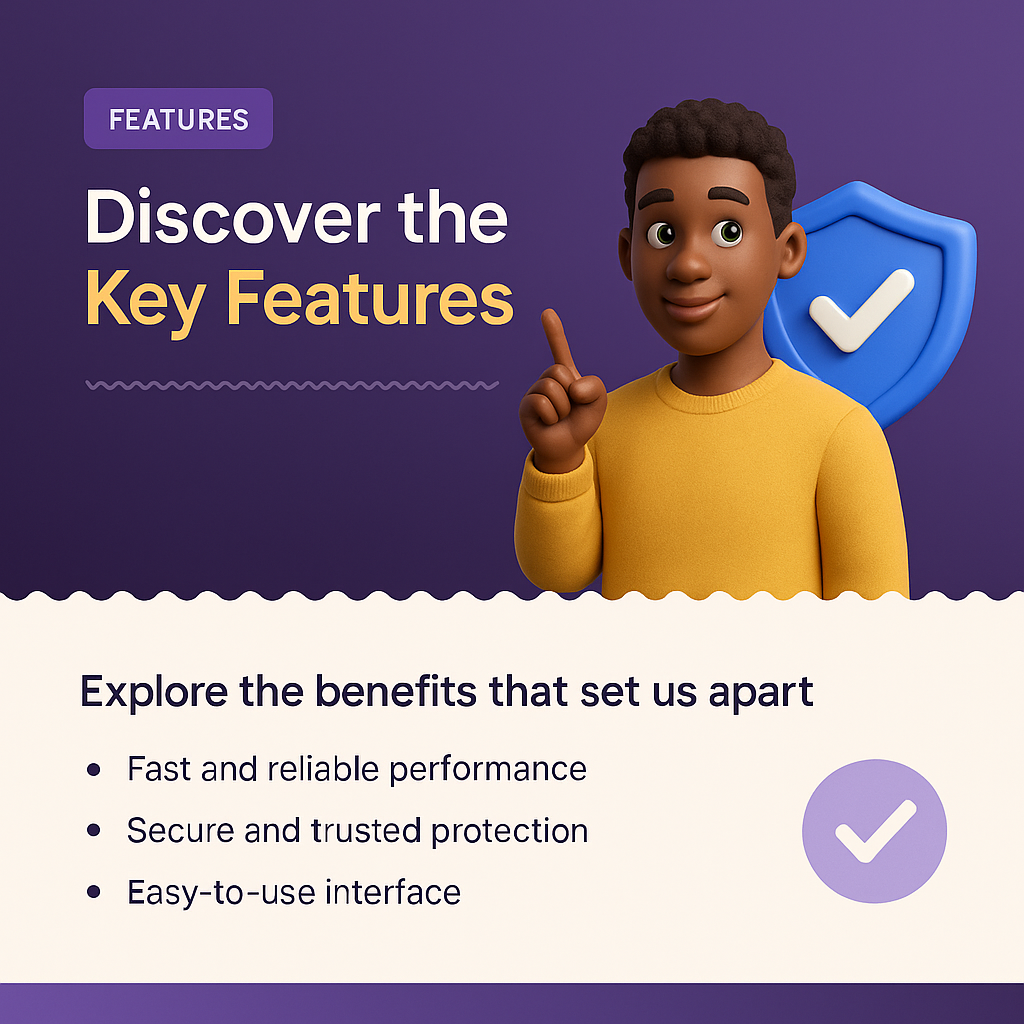 Modern Landing Page Design with Key Features Highlighted