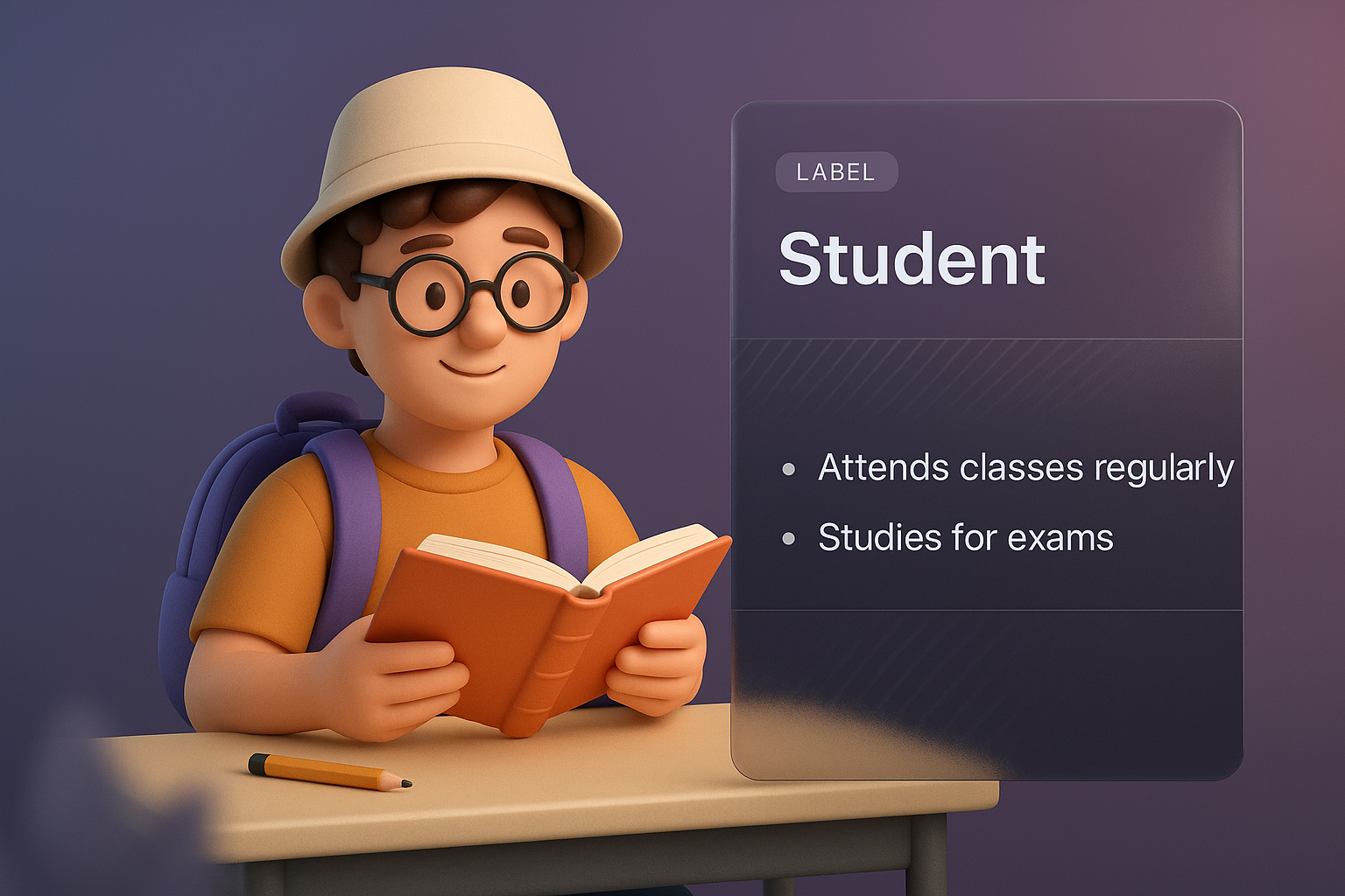 3D Web Design Featuring a Student Reading