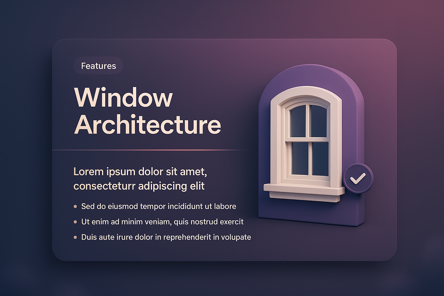 3D Illustration of Window Architecture with Features Overview