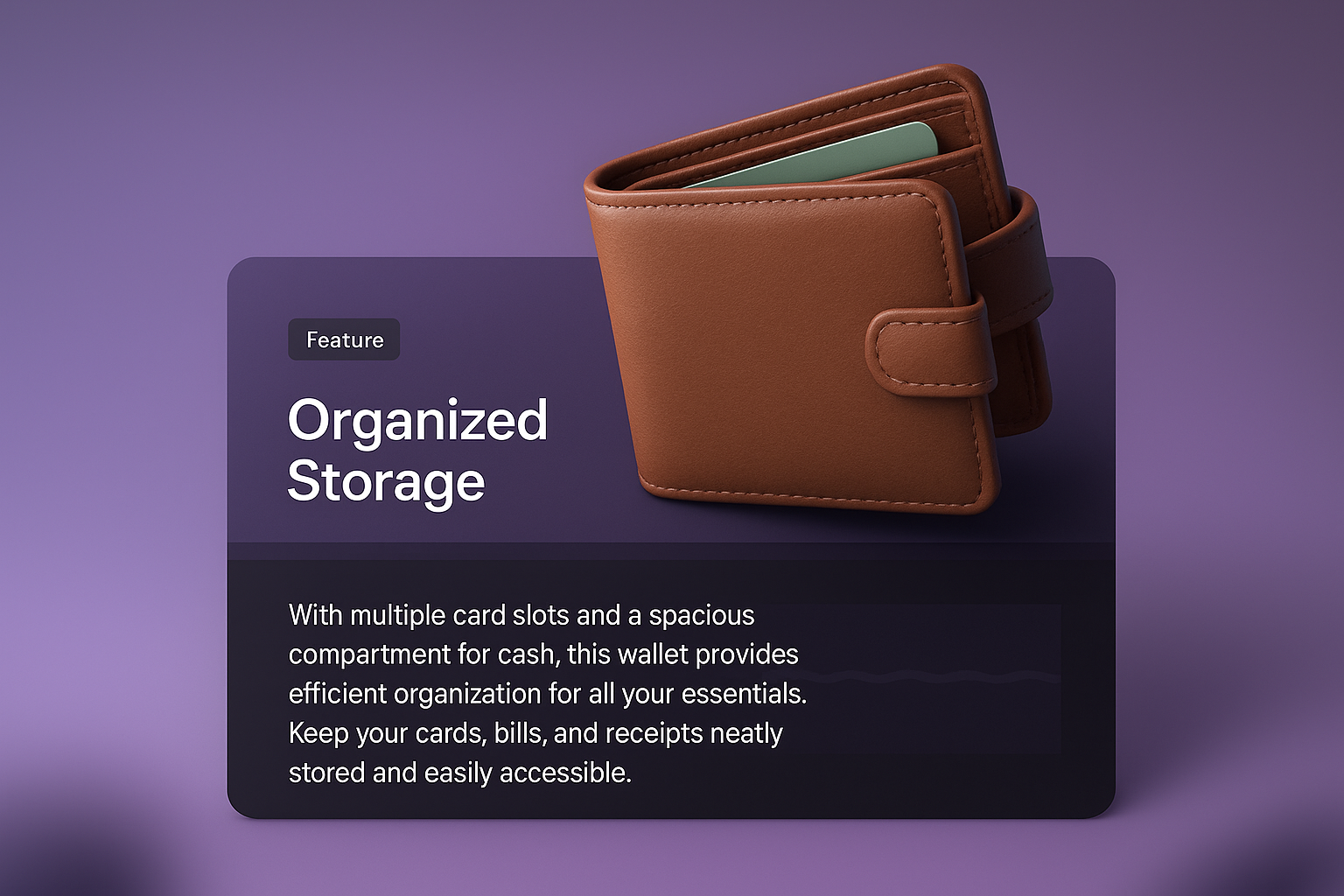 3D Wallet with Organized Storage Feature