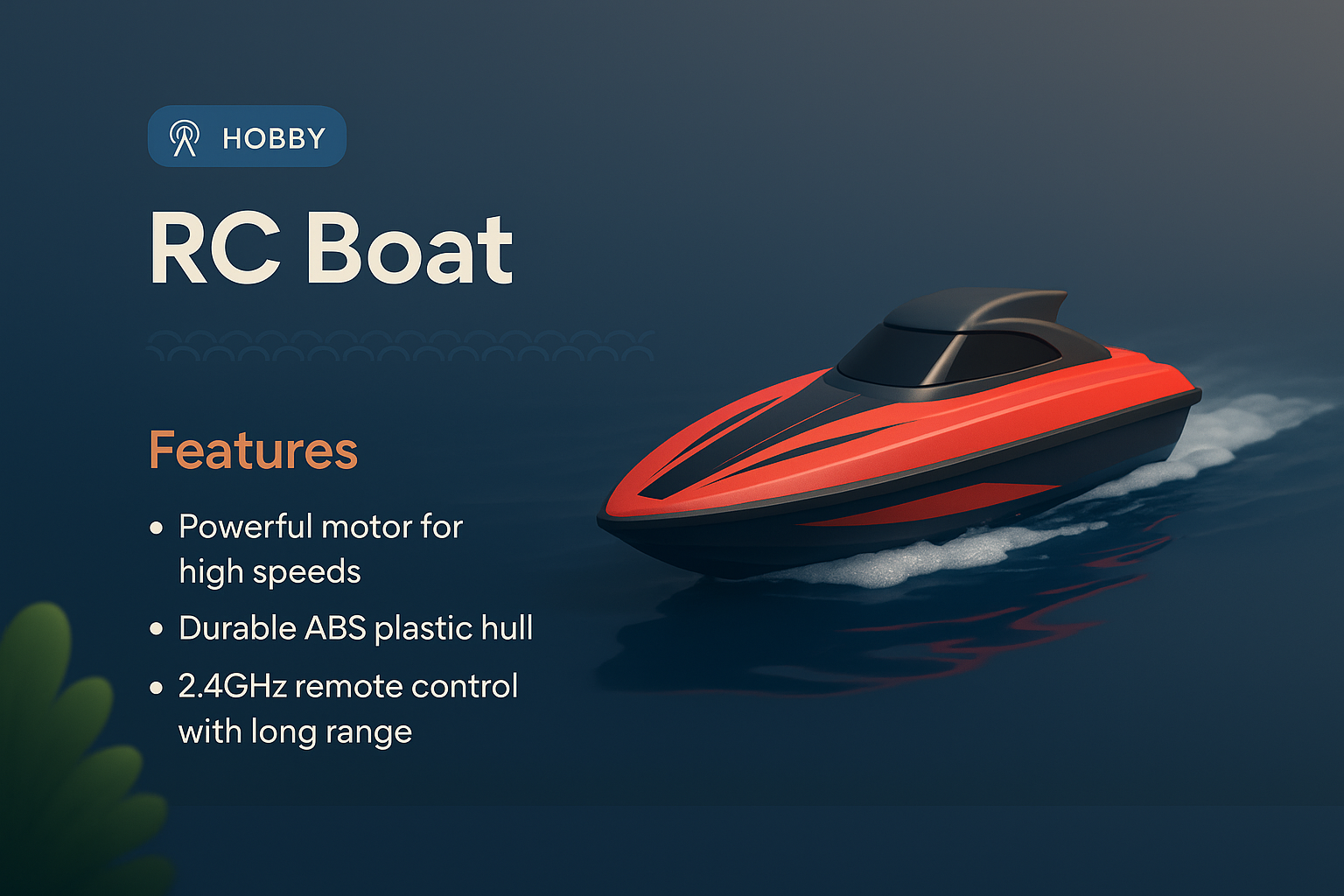 Landing Page Design for RC Boat Features with 3D Illustration