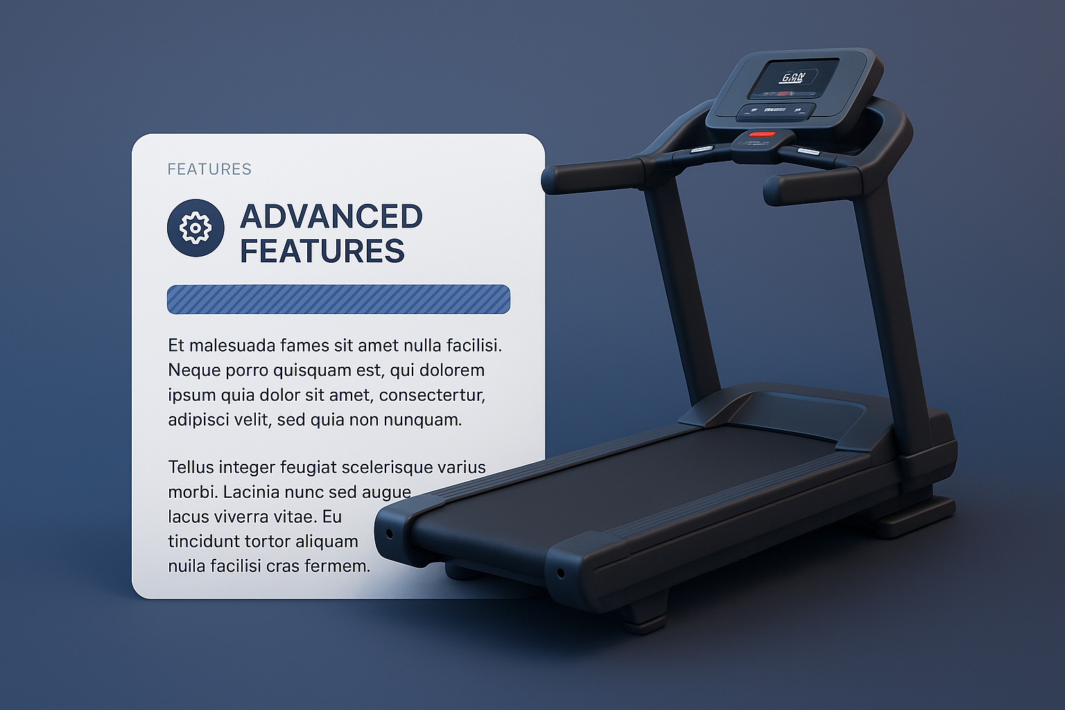 3D Treadmill Illustration with Feature Block Design